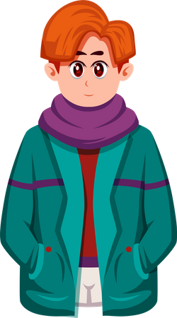 Jeune homme en hiver  Illustration