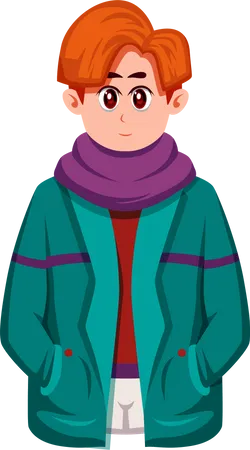 Jeune homme en hiver  Illustration