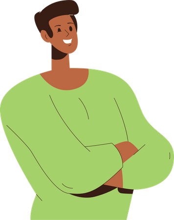 Jeune homme en vêtements décontractés regardant avec le sourire  Illustration