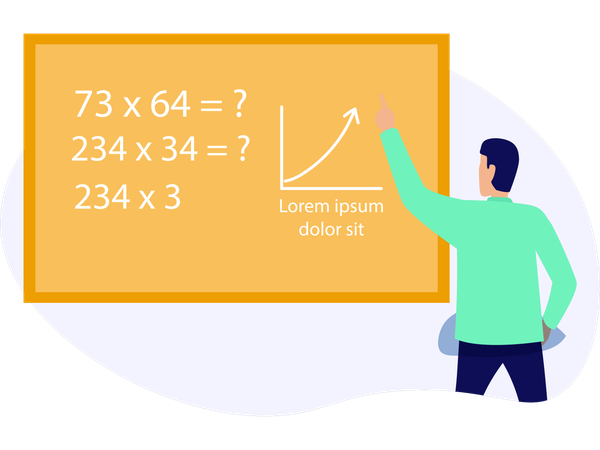 Jeune homme enseignant en cours de mathématiques  Illustration