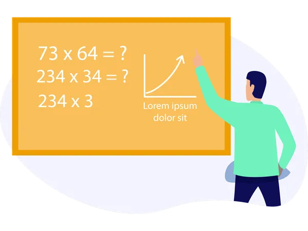 Jeune homme enseignant en cours de mathématiques  Illustration