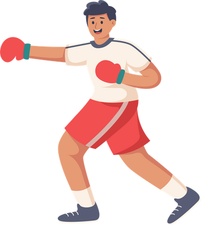 Jeune homme faisant de la boxe  Illustration