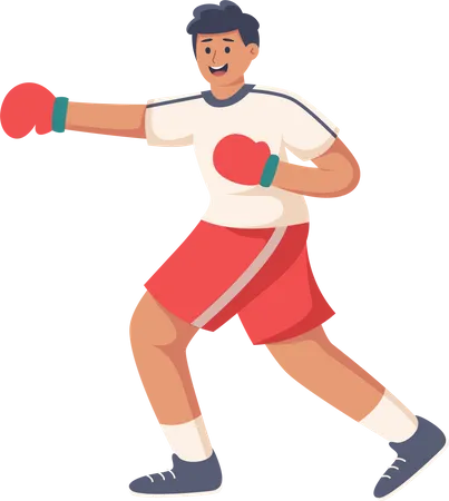 Jeune homme faisant de la boxe  Illustration