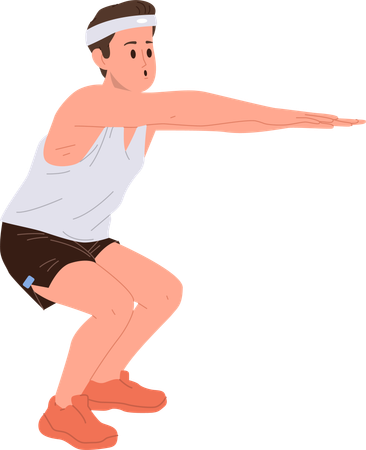 Jeune homme faisant de l'exercice physique  Illustration