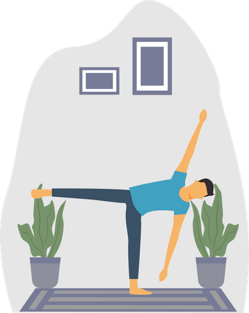 Jeune homme faisant du yoga  Illustration