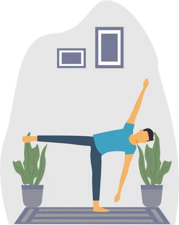 Jeune homme faisant du yoga  Illustration