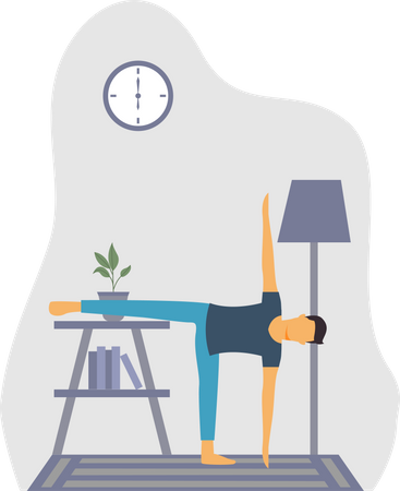 Jeune homme faisant du yoga  Illustration