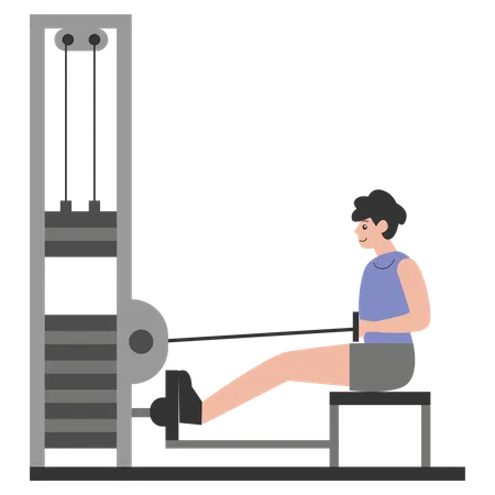 Jeune homme faisant des exercices de presse pour les jambes  Illustration