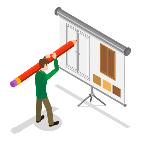 Jeune homme faisant de la conception de meubles  Illustration