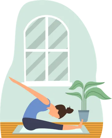 Jeune homme faisant Trikonasana  Illustration