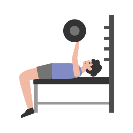 Jeune homme faisant des exercices de développé couché  Illustration