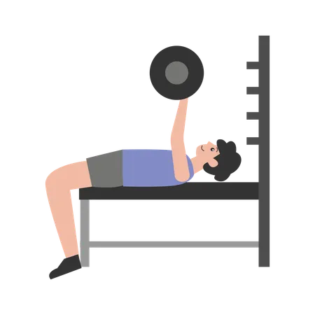 Jeune homme faisant des exercices de développé couché  Illustration