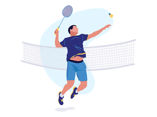 Jeune homme jouant au badminton  Illustration