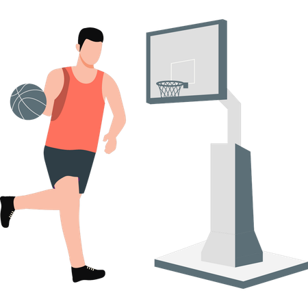 Jeune homme jouant au basket  Illustration