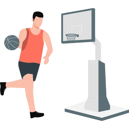 Jeune homme jouant au basket  Illustration