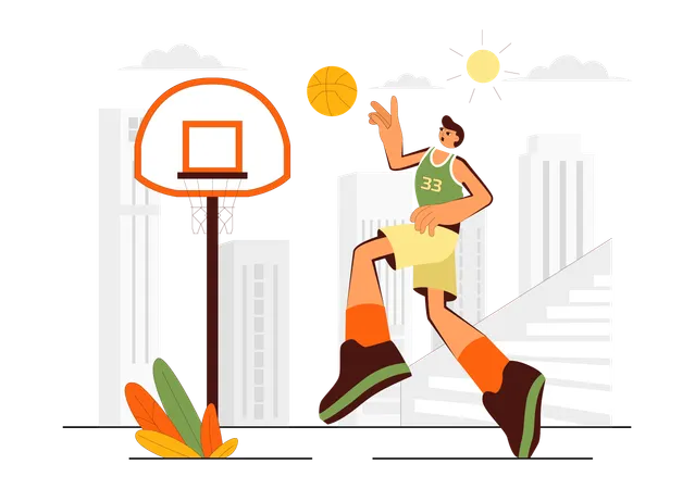 Jeune homme jouant au basket-ball portant un uniforme de basket-ball  Illustration