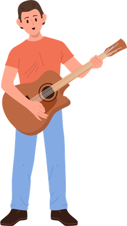 Jeune homme jouant de la guitare  Illustration