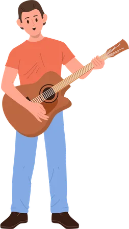 Jeune homme jouant de la guitare  Illustration