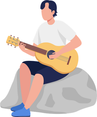 Jeune homme jouant de la guitare  Illustration