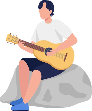 Jeune homme jouant de la guitare  Illustration