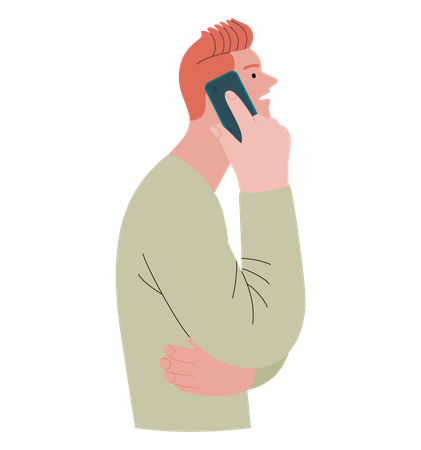Jeune homme parlant au téléphone  Illustration