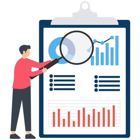 Recherche d'un jeune homme sur le rapport d'audit  Illustration