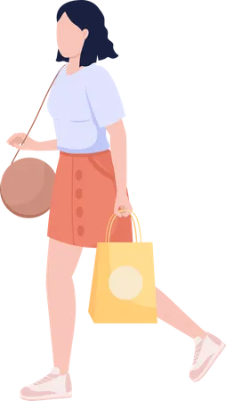 Jeune jolie femme avec un sac de shopping boutique  Illustration