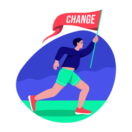 Jeune leader avec drapeau  Illustration