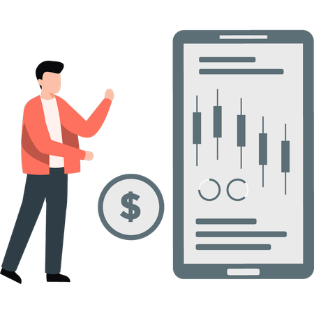 Jeunes montrant un investissement en bourse  Illustration