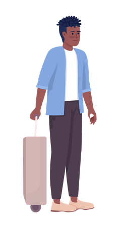 Jeune passager masculin avec valise  Illustration