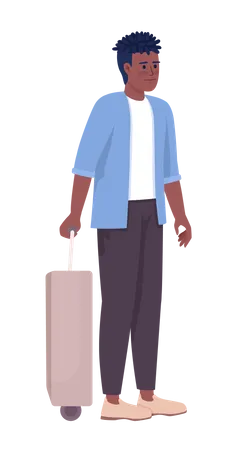 Jeune passager masculin avec valise  Illustration