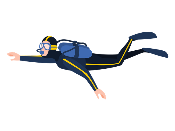 Jeune homme plongeur en maillot de bain  Illustration