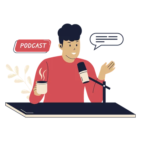 Jeunes enregistrant un podcast  Illustration