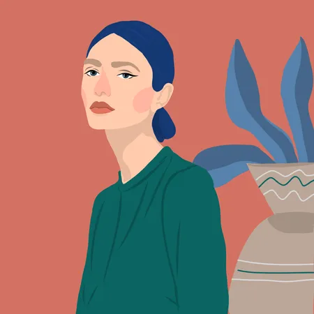 Jeunes femmes avec des plantes  Illustration