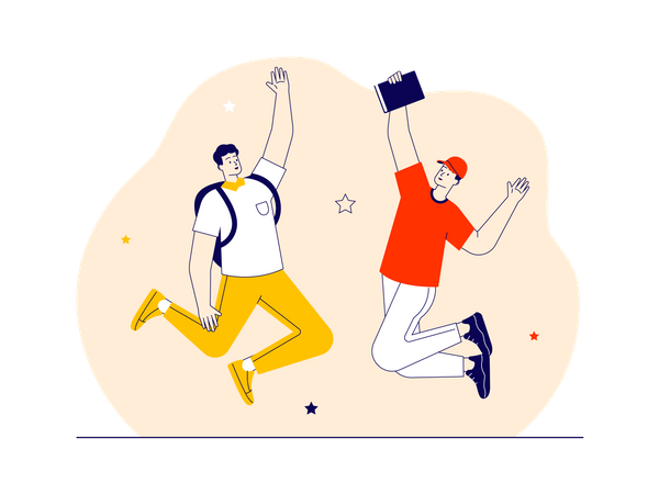 Jeunes garçons sautant en l’air  Illustration