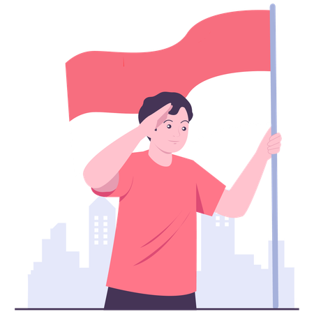 Jeunes avec le drapeau national  Illustration