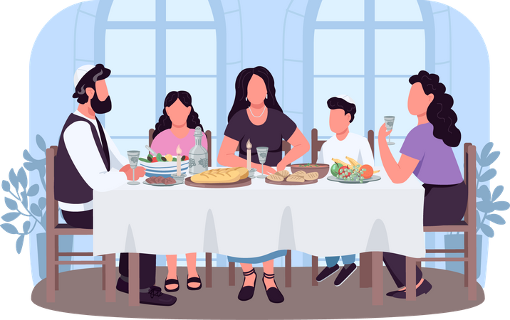 Jew family dinner  Illustration