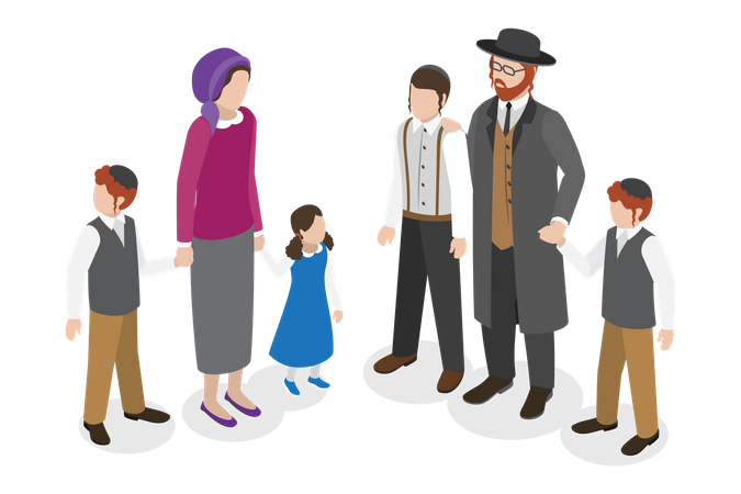 Jewish Family  Illustration