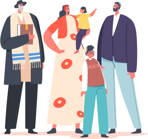 Jewish Family  Illustration