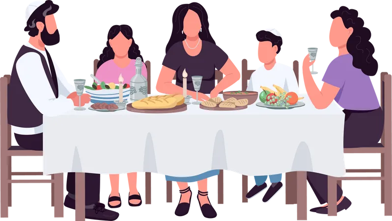 Jewish family meal Illustration