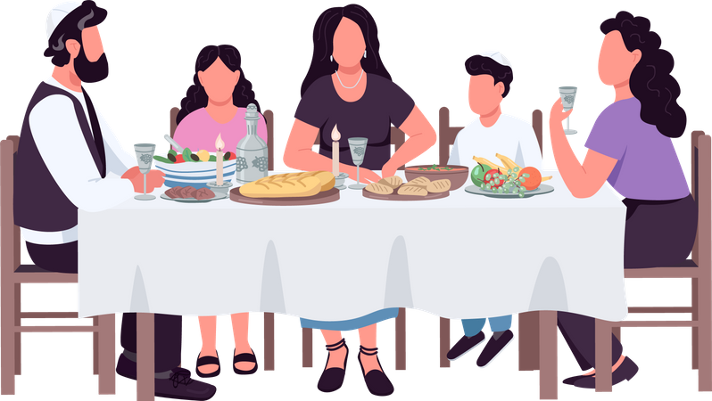 Jewish family meal  Illustration