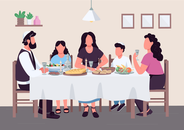 Jewish family meal  Illustration