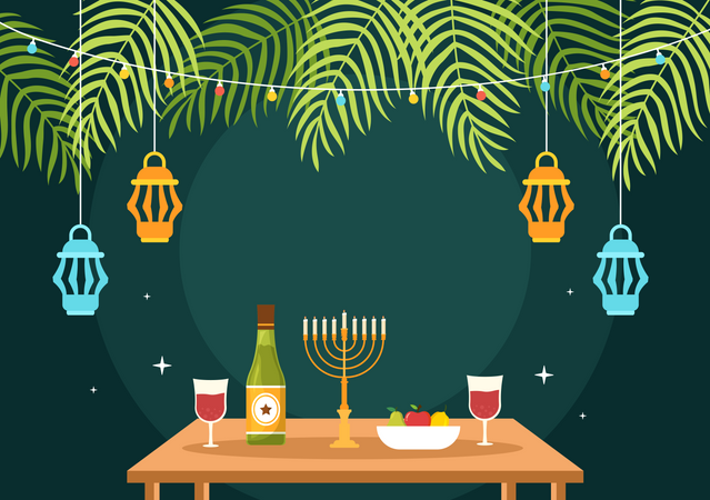 Jewish Holiday Sukkot Illustration