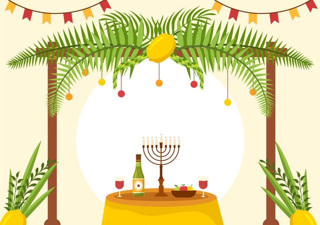 Jewish Holiday Sukkot Illustration