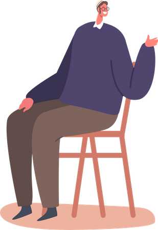 Jewish Male Sitting on Chair  Illustration