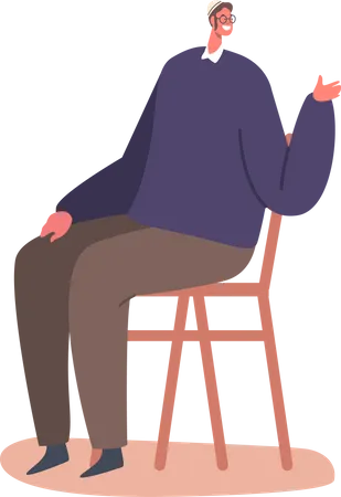 Jewish Male Sitting on Chair  Illustration