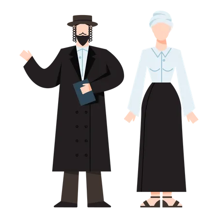 Jewish priest couple  일러스트레이션