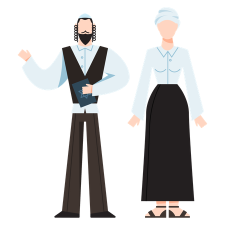 Jewish religious monk couple  Illustration