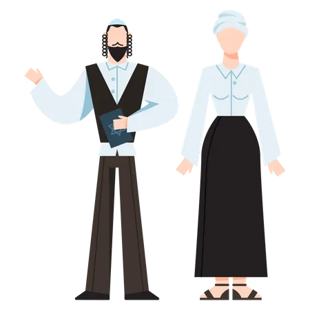 Jewish religious monk couple  Illustration