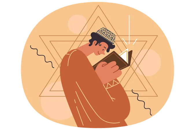 Jewish teenage boy reads torah  Illustration